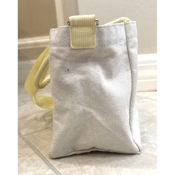 Starbucks Exclusive Tote bag - Ivory Canvas Yellow Top Handle Crossbody Zip Top - Picture 3 of 10